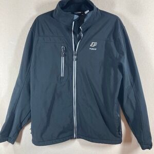 Clique Purdue Boilermaker Big 10 Lined Jacket‎ Men's Sz Med Black Logo Preppy